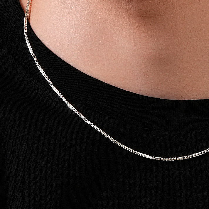 Box Chain Necklace 925 Sterling Silver 1.5mm - Unisex