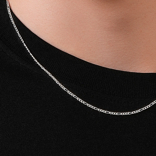 Figaro Chain Necklace 925 Sterling Silver 1.5mm - Men's