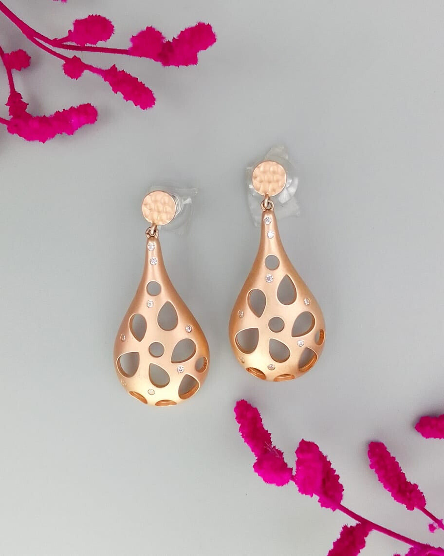 Golden Leaf Drop and Dangle Earrings