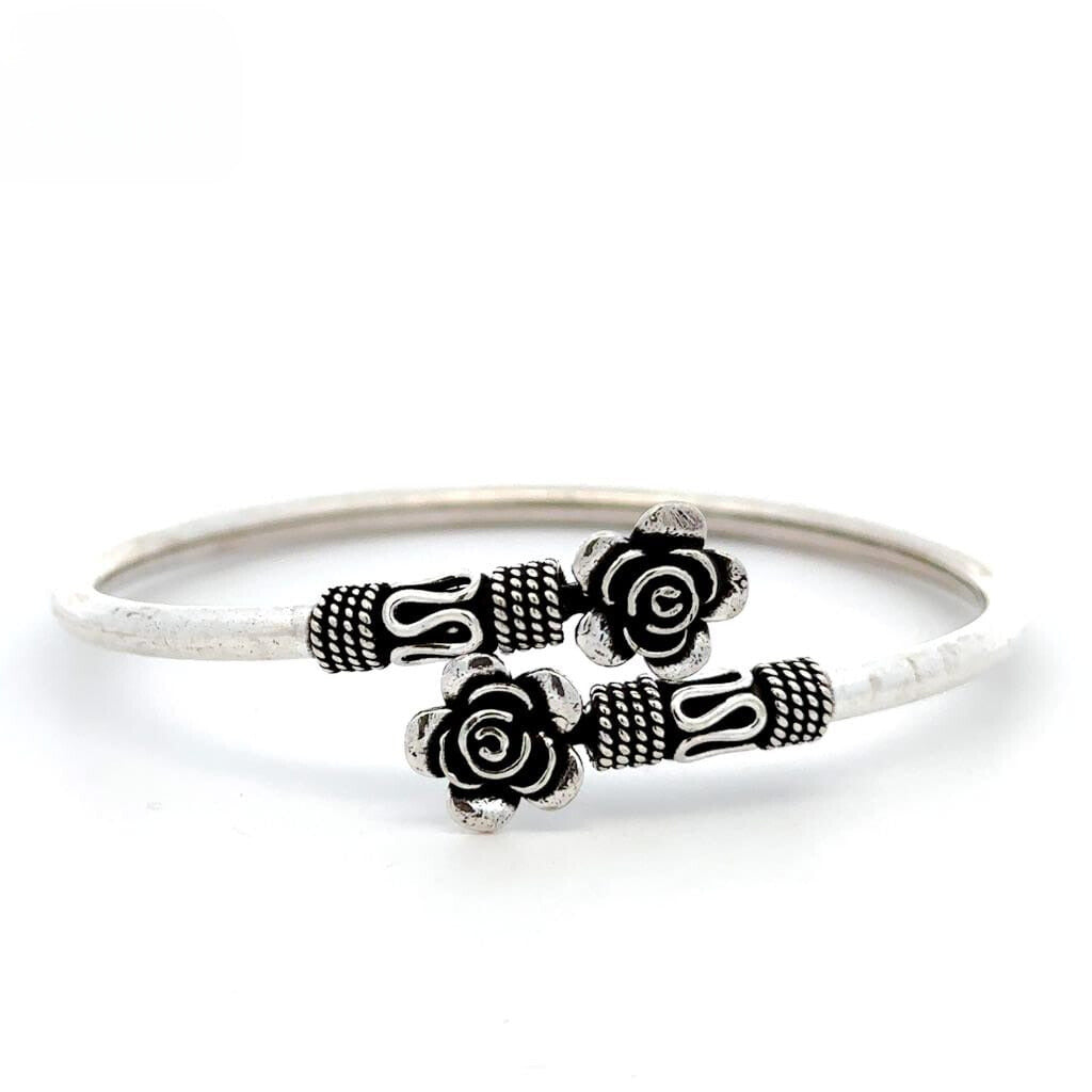 Rose Pattern Oxidized Bangles