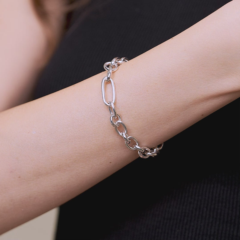 925 Sterling Silver Round Link Chain Bracelet - Unisex