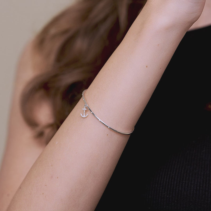 Minimalist 925 Sterling Silver Anchor Bracelet - Unisex