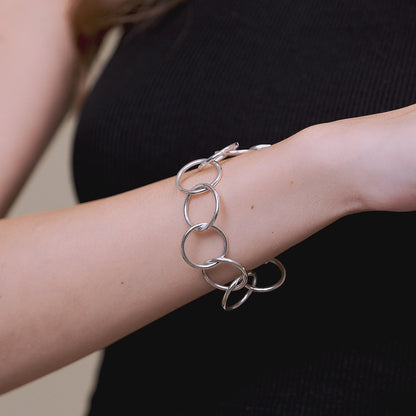 Sterling Circle Link Silver Bracelet - Unisex