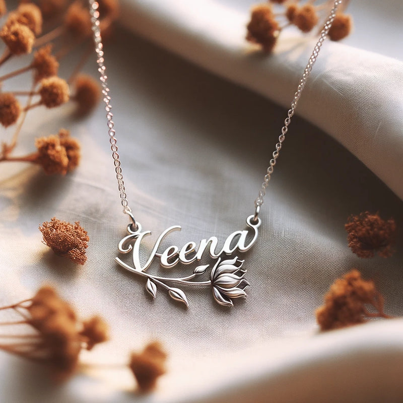 Veena Name Pendant Necklace in Premium Sterling Silver 925