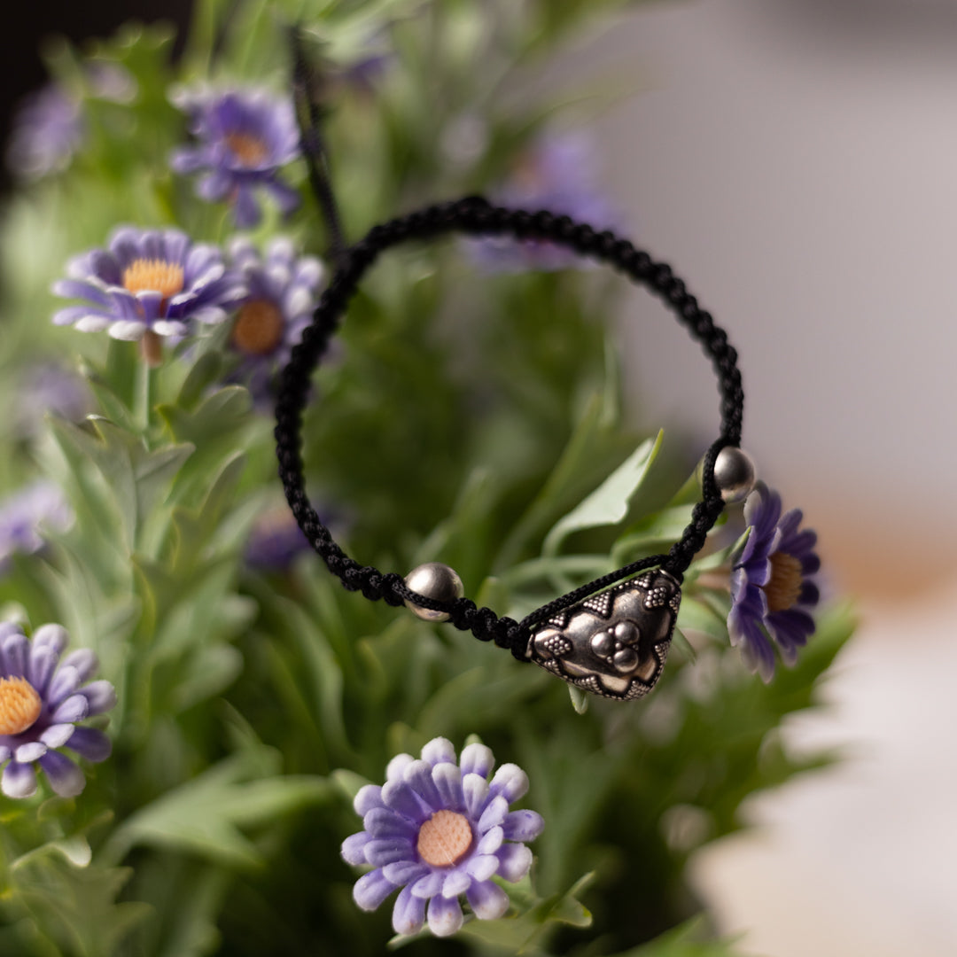 Tribal Style Silver Beaded Bracelet