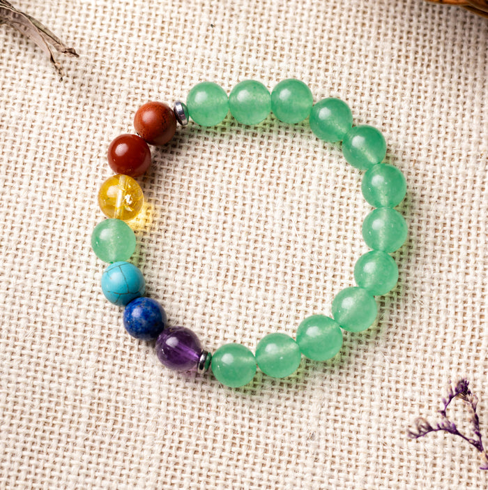 Seven Chakra Green Aventurine Bracelet