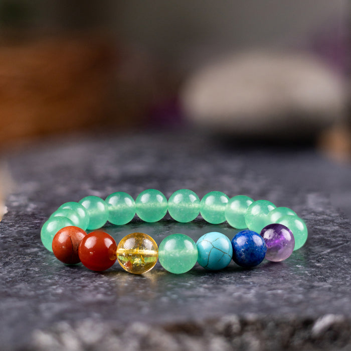 Seven Chakra Green Aventurine Bracelet