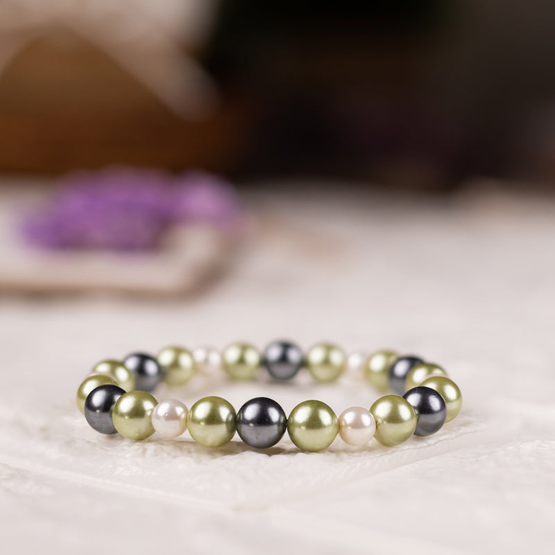 Black Jade Pearl & Grey Jasper Bead Bracelets Combo