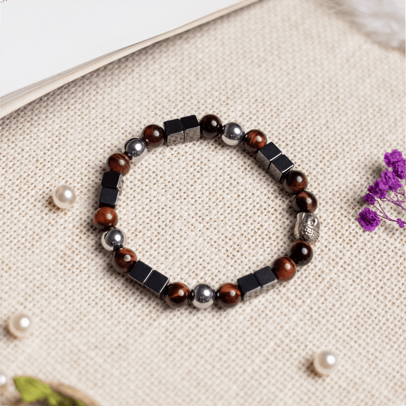 Red Tiger Eye Bracelet with Hematite