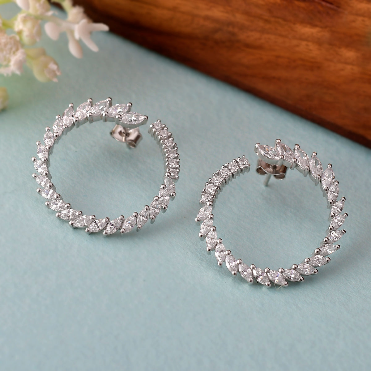 Burnished Diamond Look Hoop Earrings