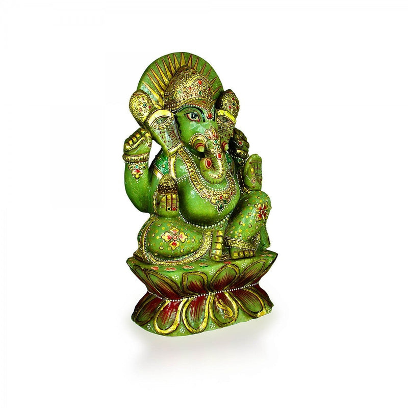 God Idols Crafted with Green Jade Stone Lord Ganesha Idol Image 2