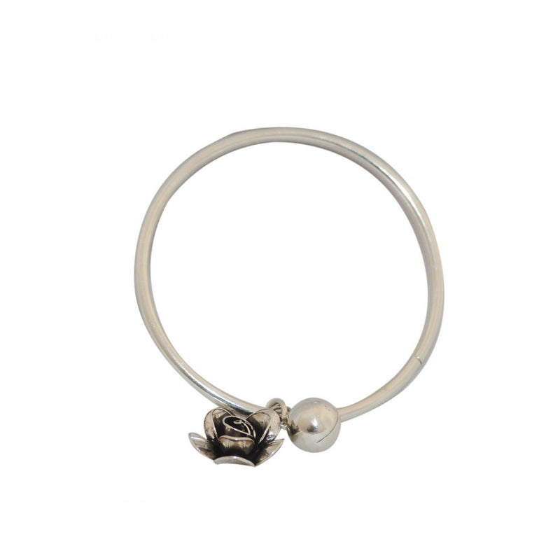 Handmade Silver Flower Bangle