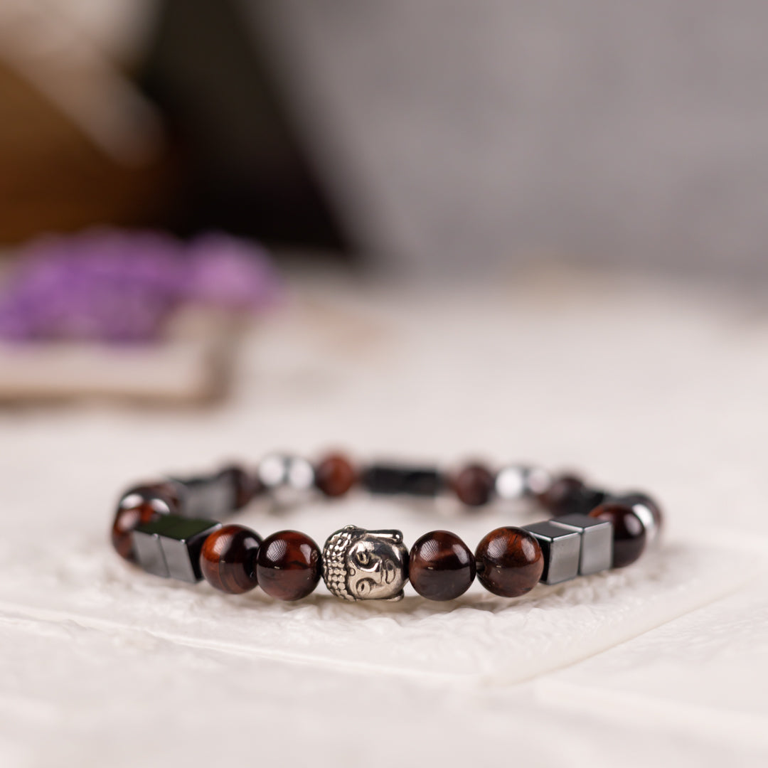 Red Tiger Eye Bracelet with Hematite