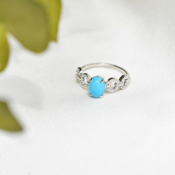 Silver CS Rings Aqua Stone Blue Ring Image 1