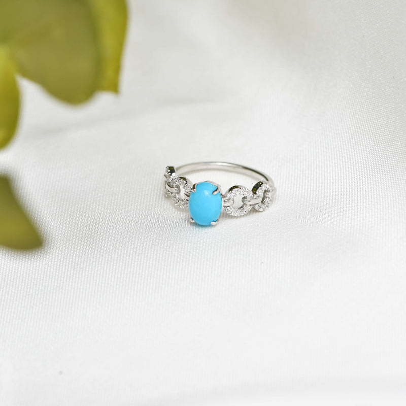 Silver CS Rings Aqua Stone Blue Ring