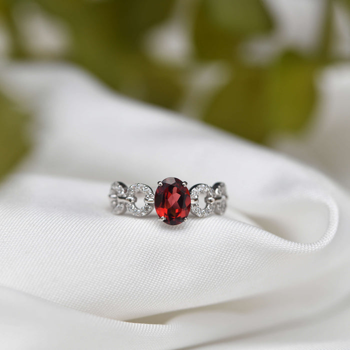 Silver CS Rings Red Elegant Ruby Ring Image 1