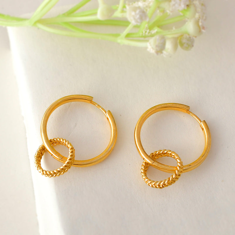 Silver Earrings Double Hoop Gold Played Earrings Image 2