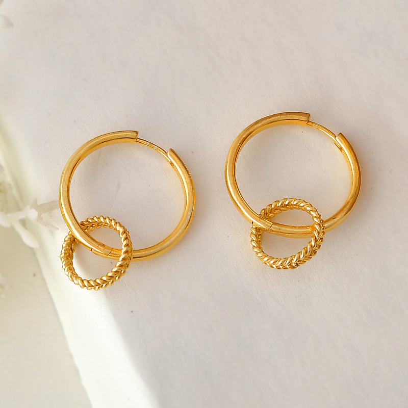 Silver Earrings Double Hoop Gold Played Earrings Image 3