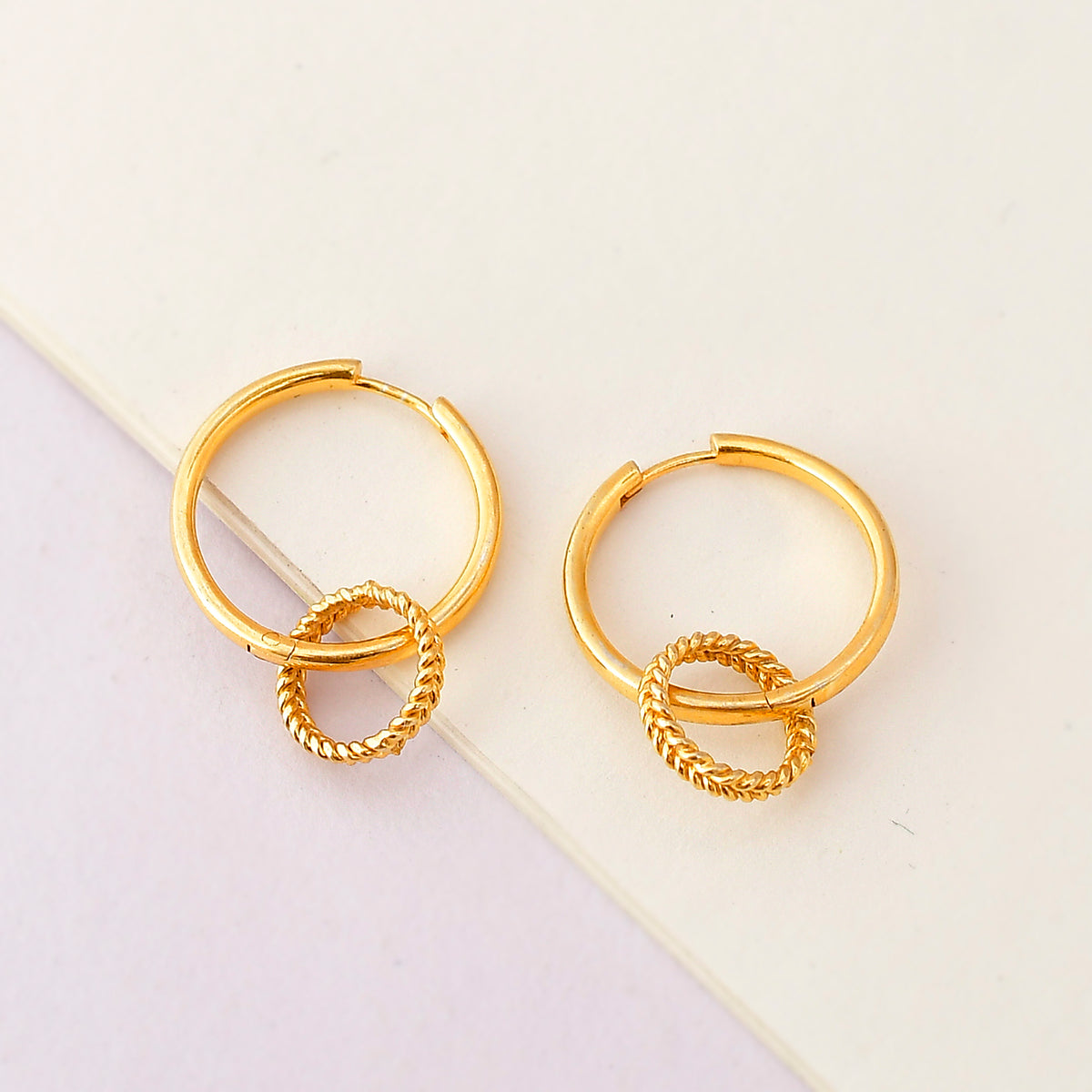 Silver Earrings Double Hoop Gold Played Earrings