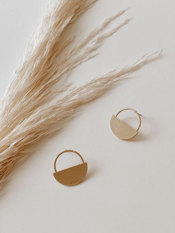 Silver Earrings Gold Plated Half Hoop Earrings