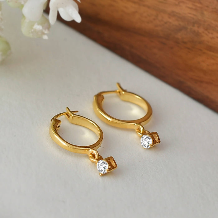 Silver Earrings Gold Plated Hoop Danglers Earrings