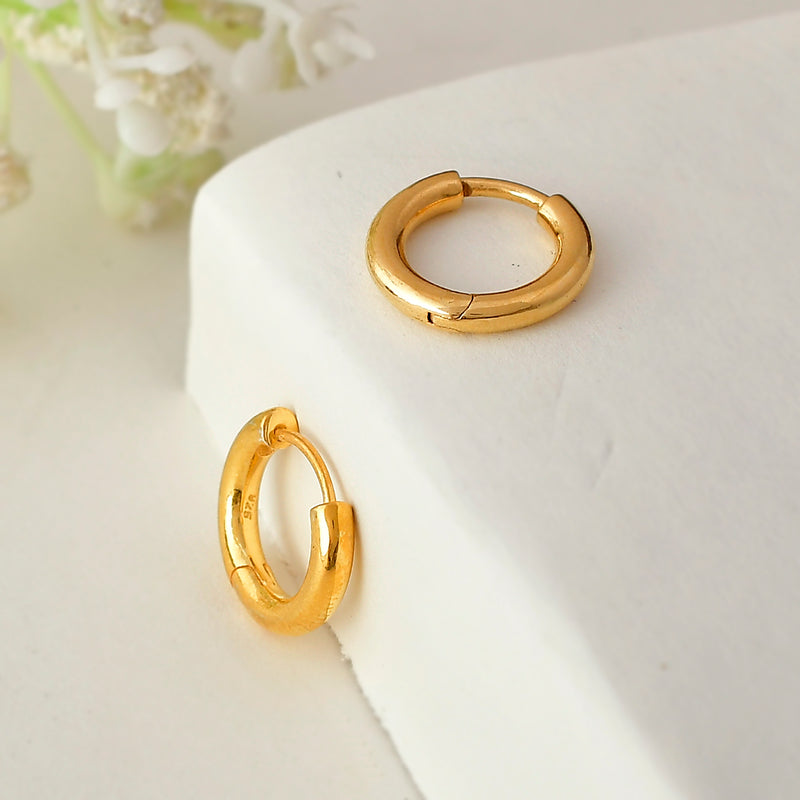 Silver Earrings Sparkling Gold Plated Bali Hoop Earrings Image 3