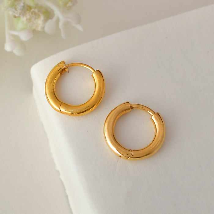 Silver Earrings Sparkling Gold Plated Bali Hoop Earrings