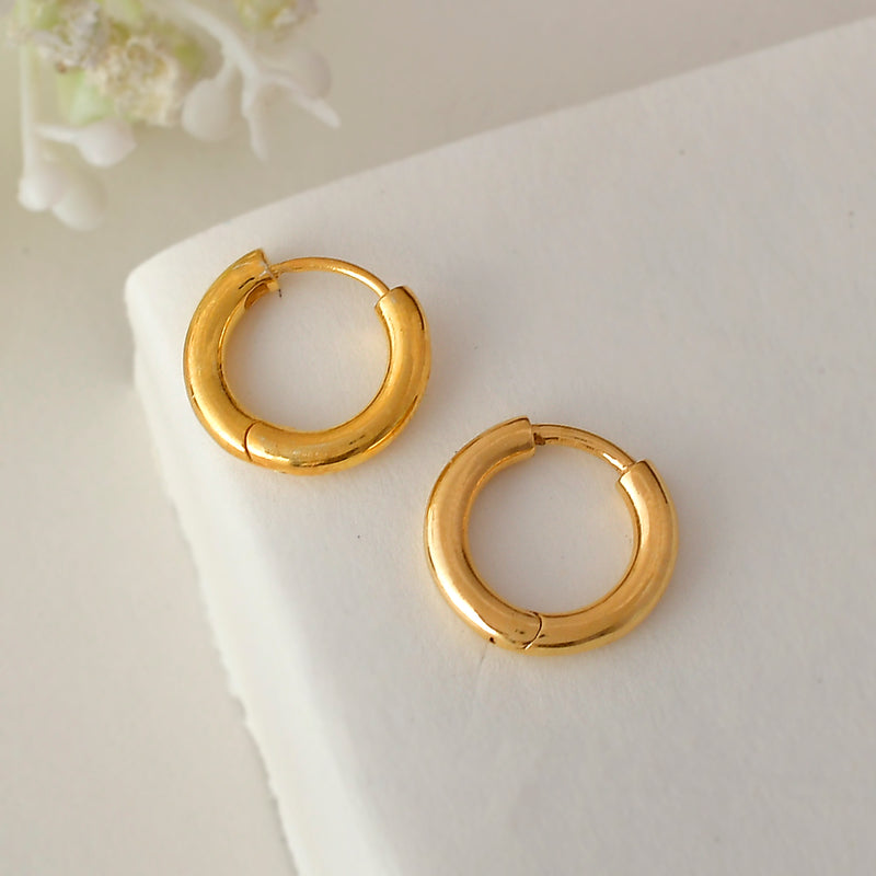 Silver Earrings Sparkling Gold Plated Bali Hoop Earrings