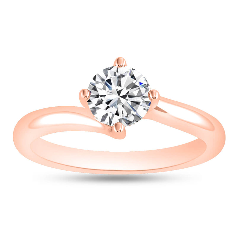 Silver Engagement Rings Lifelong Swarowski crystal band With Rose Gold Polish Image 3