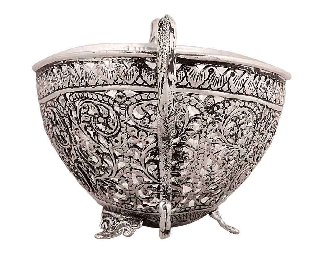 Silver Gift and Articles Handcrafted Silver Basket2 Image 1