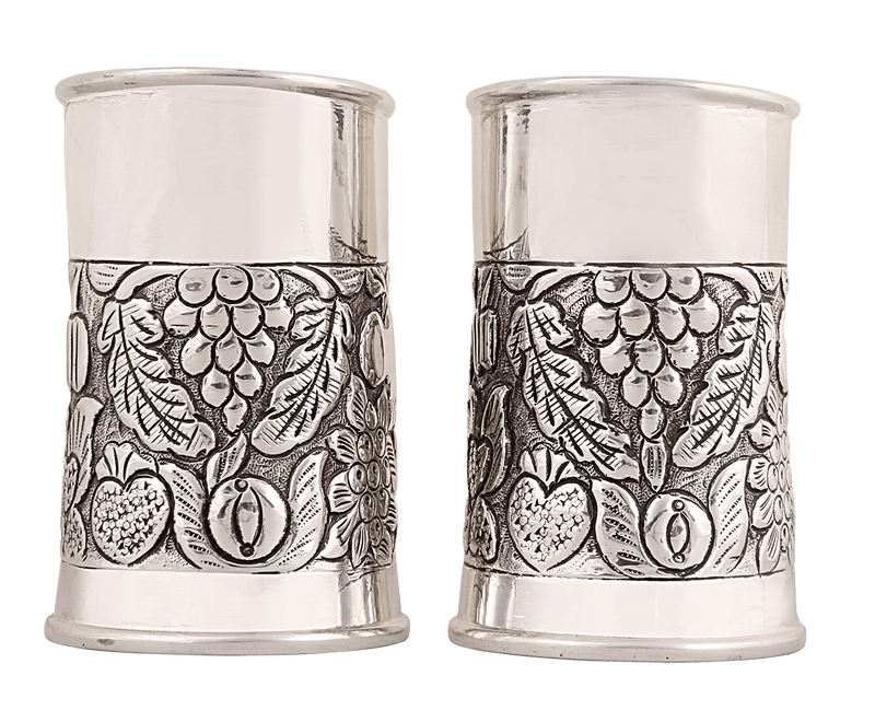 Silver Gift and Articles Silver Glass Set Fruits Embossed Image 1