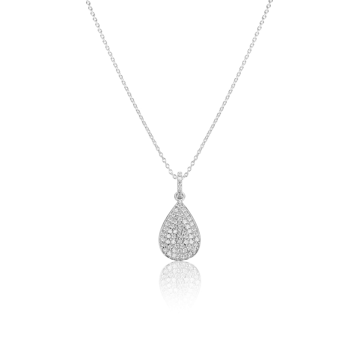 Silver Necklace Dainty Diamonds Droplet Necklace