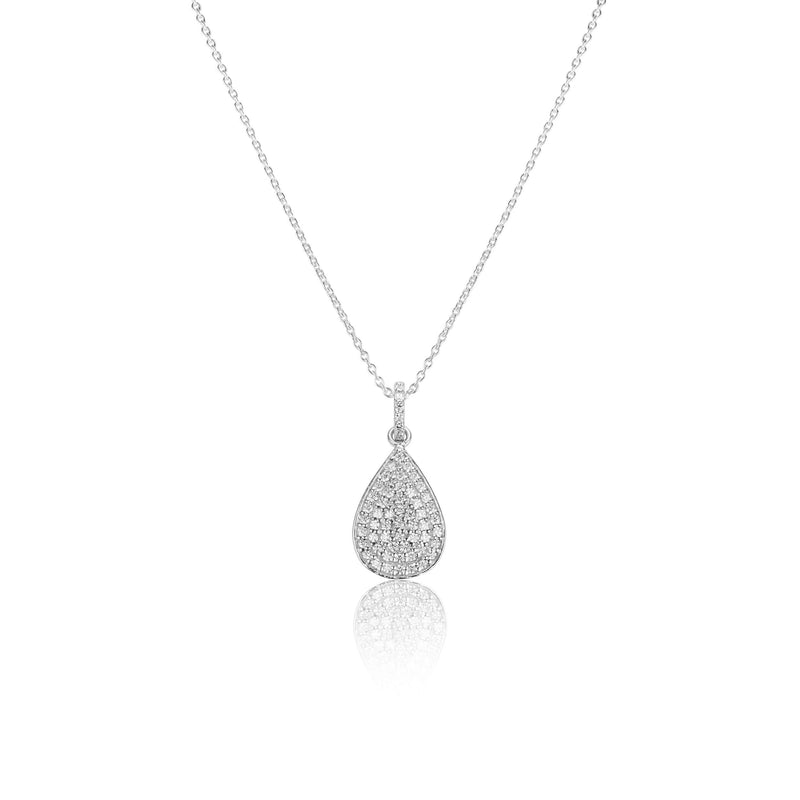 Silver Necklace Dainty Diamonds Droplet Necklace