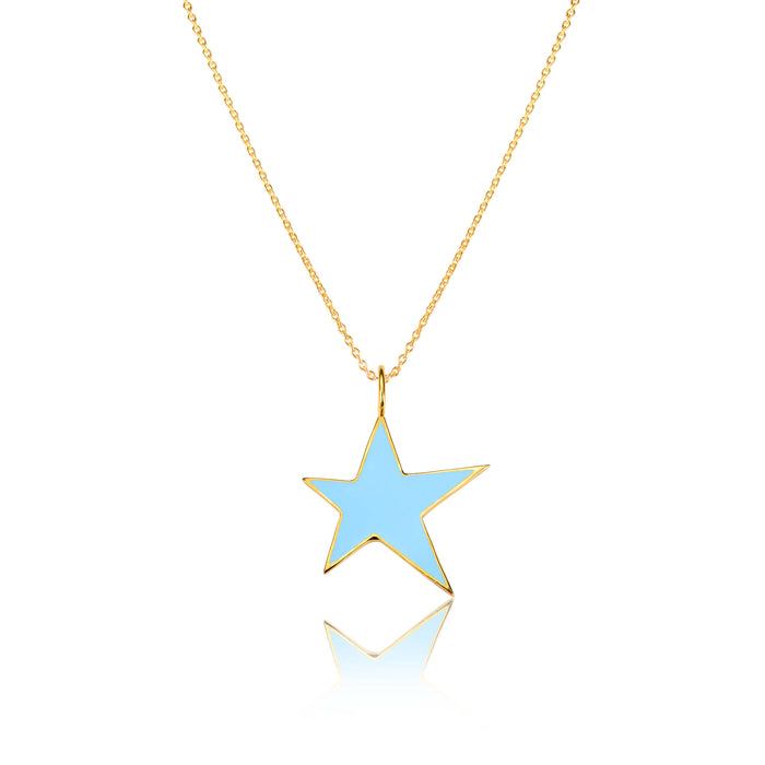 Silver Necklace Dazzling Enamel Star Necklace