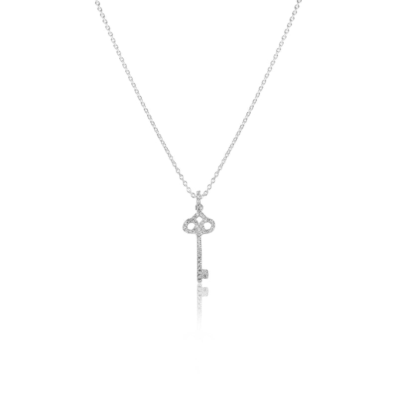 Silver Necklace Diamond Key Necklace