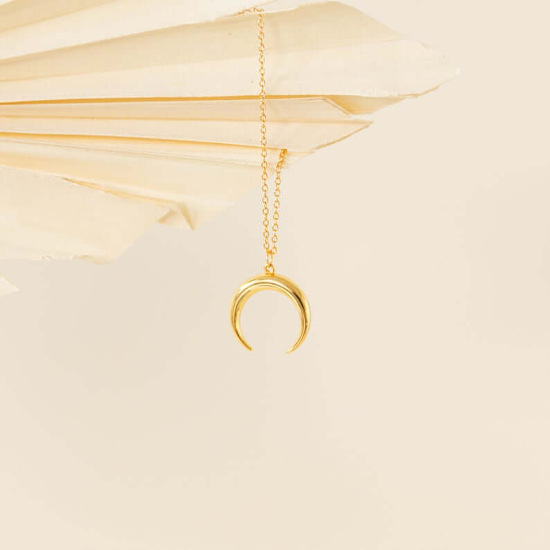 Silver Necklace Gold Plated Half Moon Necklace