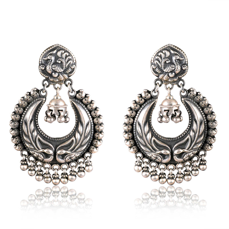 Tribal Earrings Silver Chand Bali