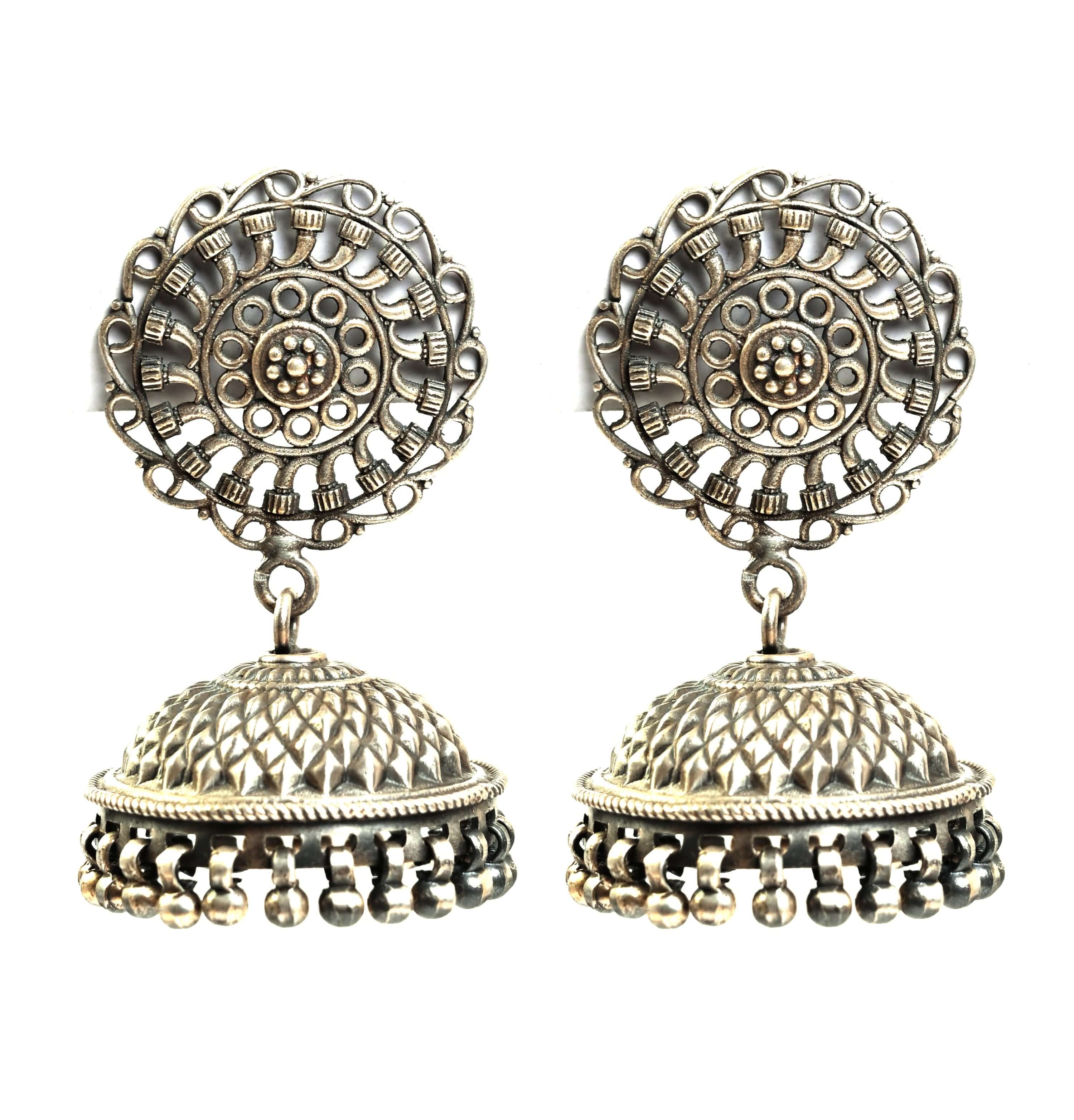 Aabha Silver Jhumkas – VerveJewels