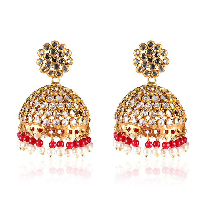 Tribal Earrings Crystal Stone Gold Colour Jhumki