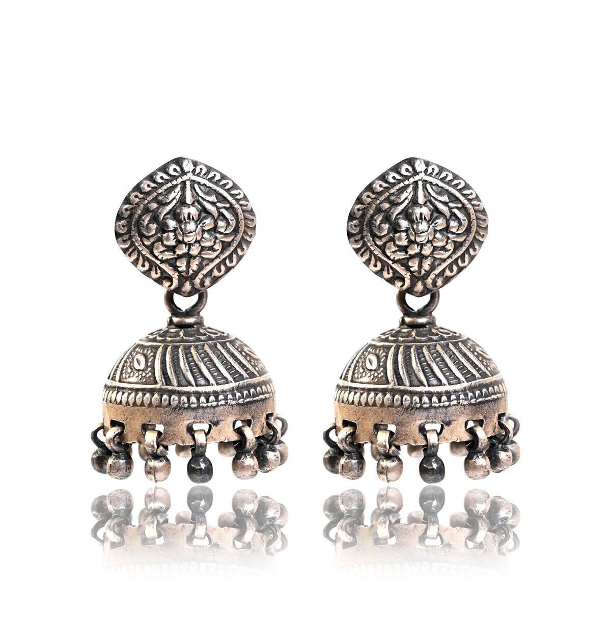 Tribal Earrings Dainty Silver Jhumki