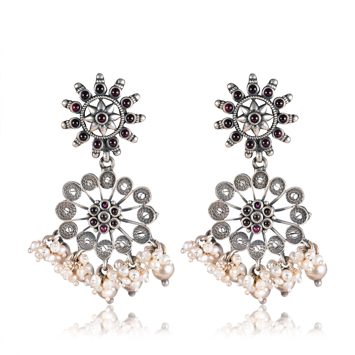 Tribal Earrings Elegant Silver Jhumki