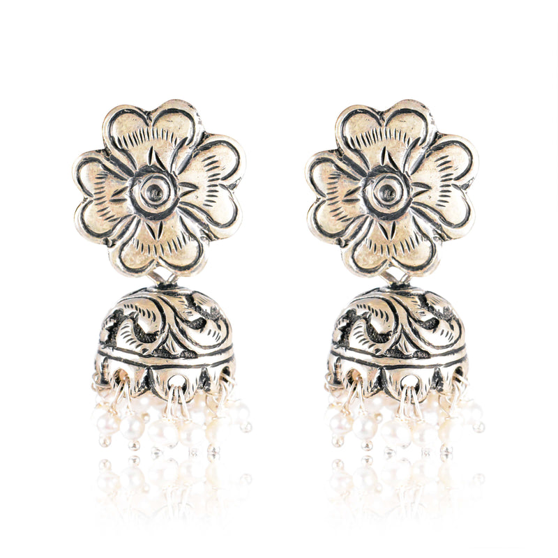 Tribal Earrings Floral Jhumkis