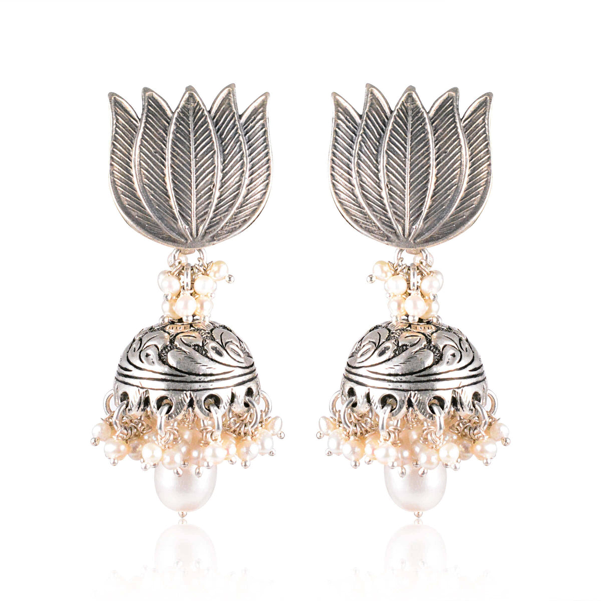 Tribal Earrings Kamal Pear Silver Earrings