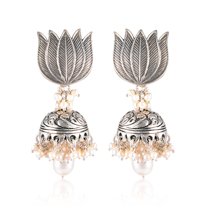 Tribal Earrings Kamal Pear Silver Earrings