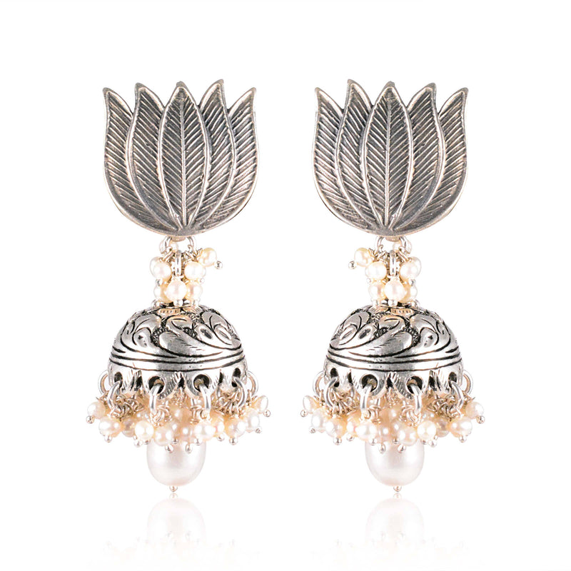 Tribal Earrings Kamal Pear Silver Earrings