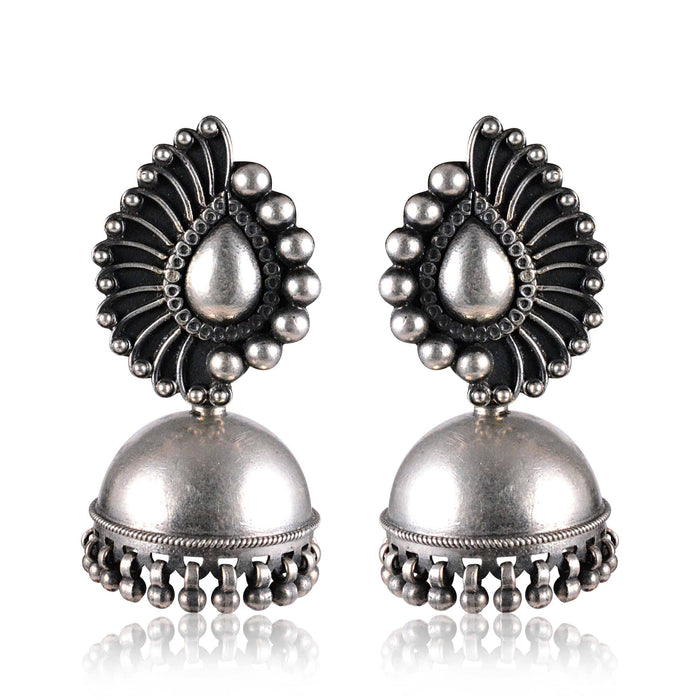 Tribal Earrings Leaf Silver Jhumki