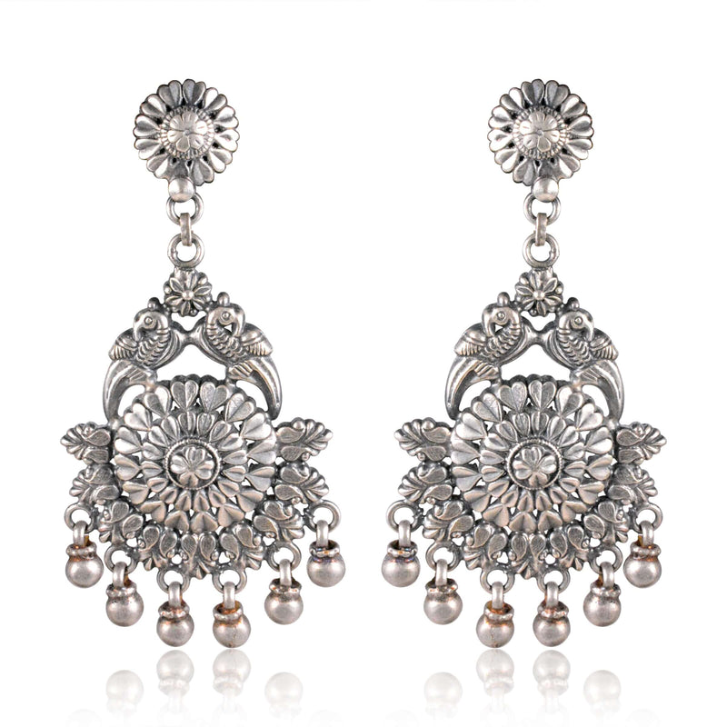 Tribal Earrings Long-Tail Silver Jhumki