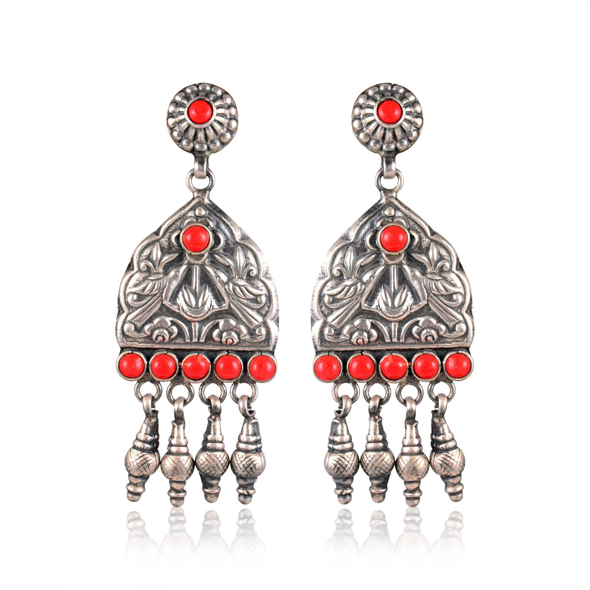 Tribal Earrings Mriganka Silver Earrings