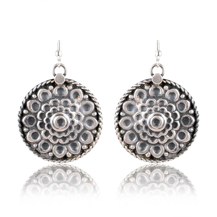 Tribal Earrings Silver Black Coloured Earrings