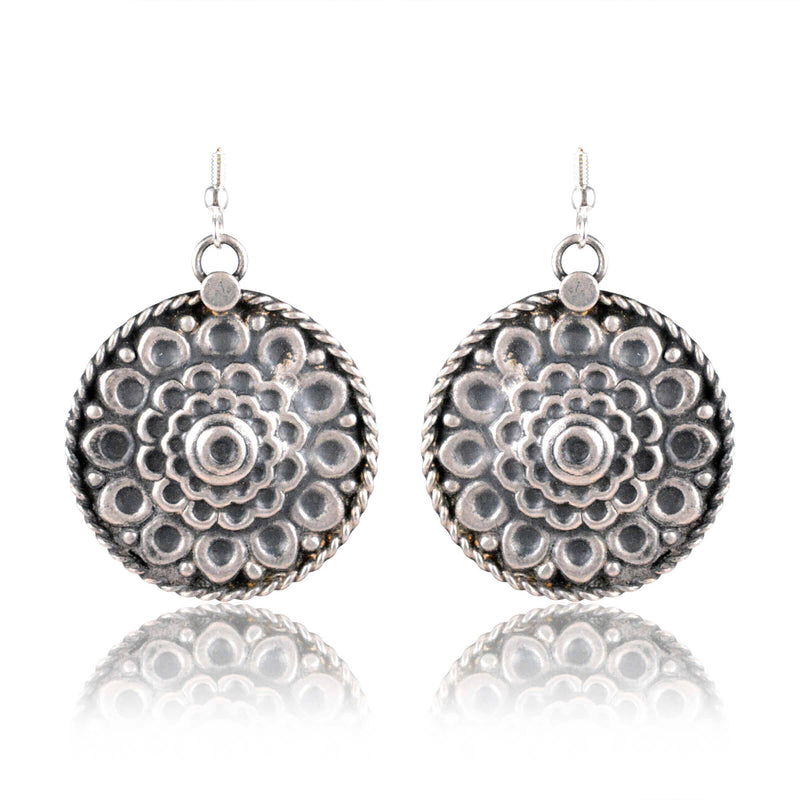 Tribal Earrings Silver Black Coloured Earrings